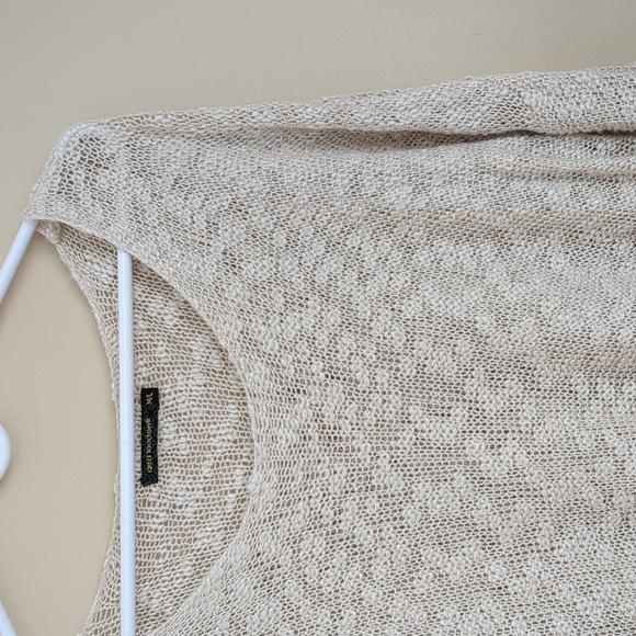 QED London M/L Lace Bottom M/L Cream Ivory Open Knit Sweater Top - Picture 5 of 15